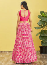Embroidered Chinnon Lehenga in Pink